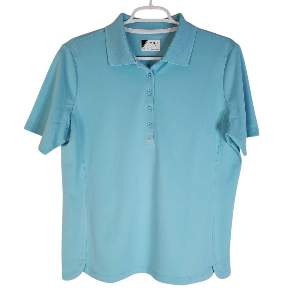 IZOD Golf Gulf Stream Short Sleeve Performance Polo Shirt Blue Large
